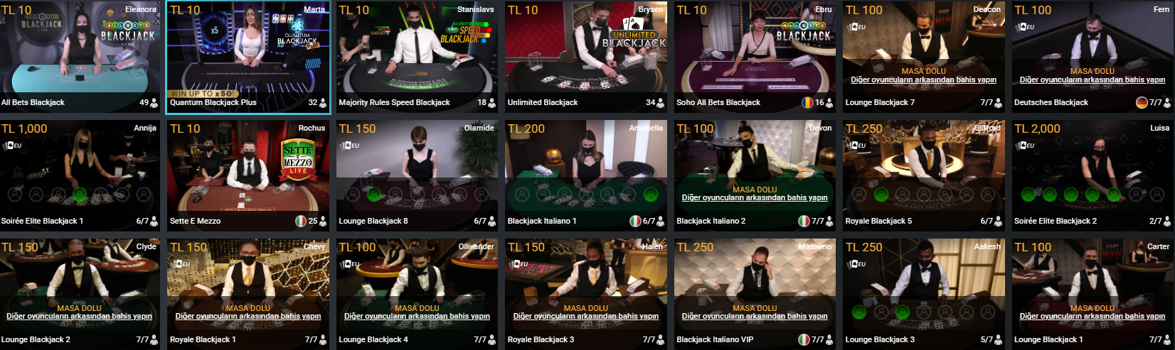 Playtech Canlı Casino Blackjack Oyunları